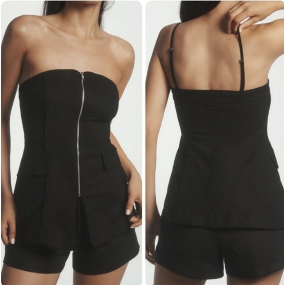 Anthropologie Strapless Convertible Zip Front Top Size Large New with tags